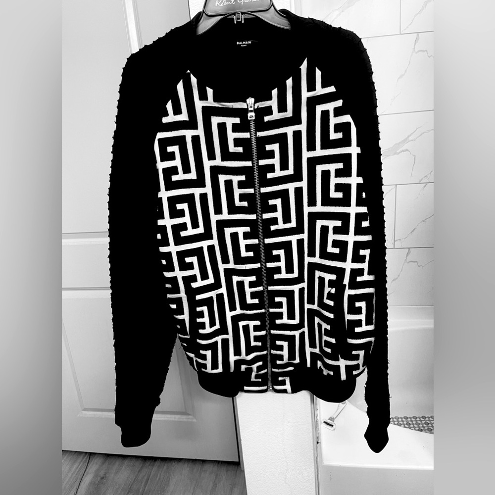 Balmain men’s maxi monogram cut jacket